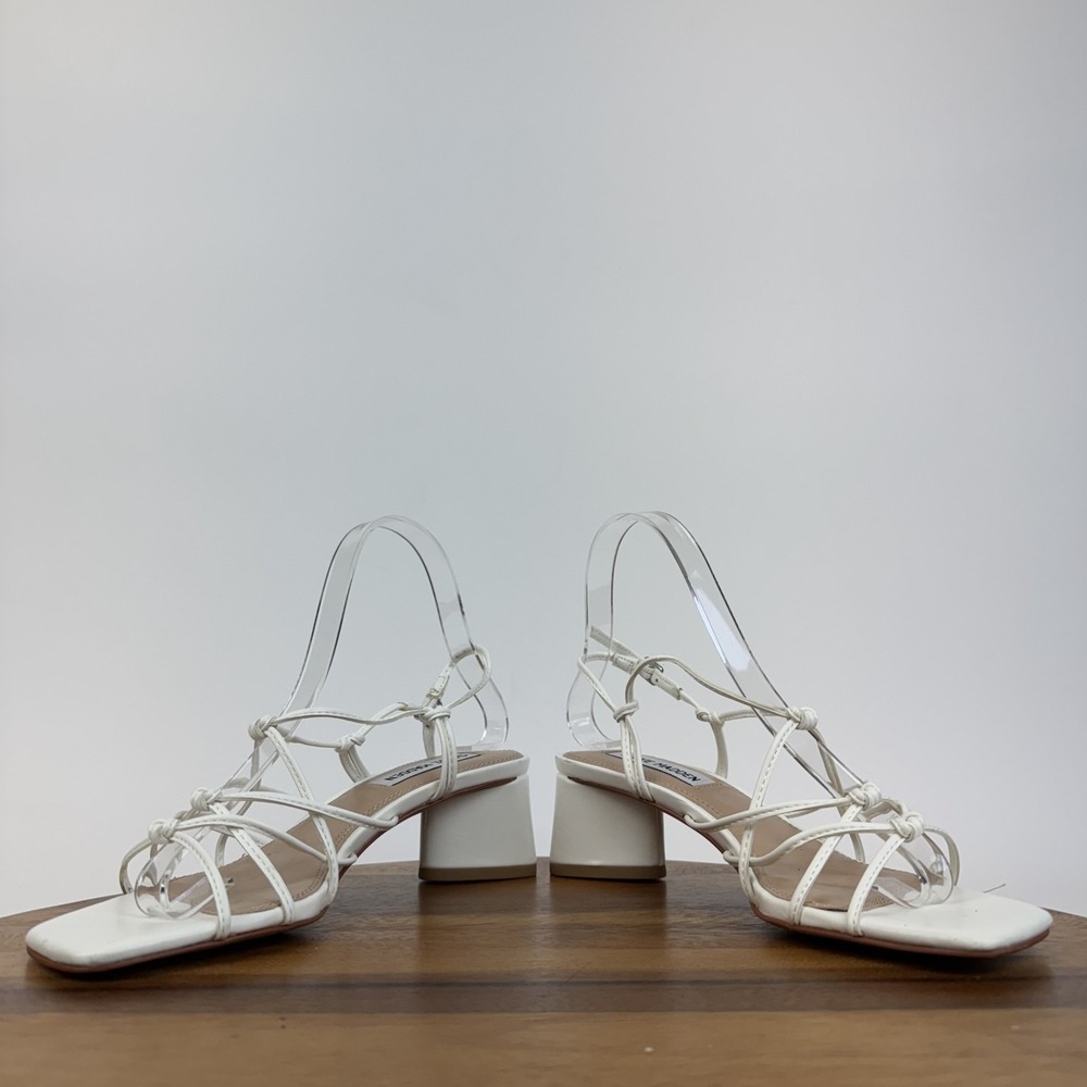 New Womens Steve Madden Sydnee Strappy Pull On White Heeled Sandals Size 6 M - Picture 5 of 8